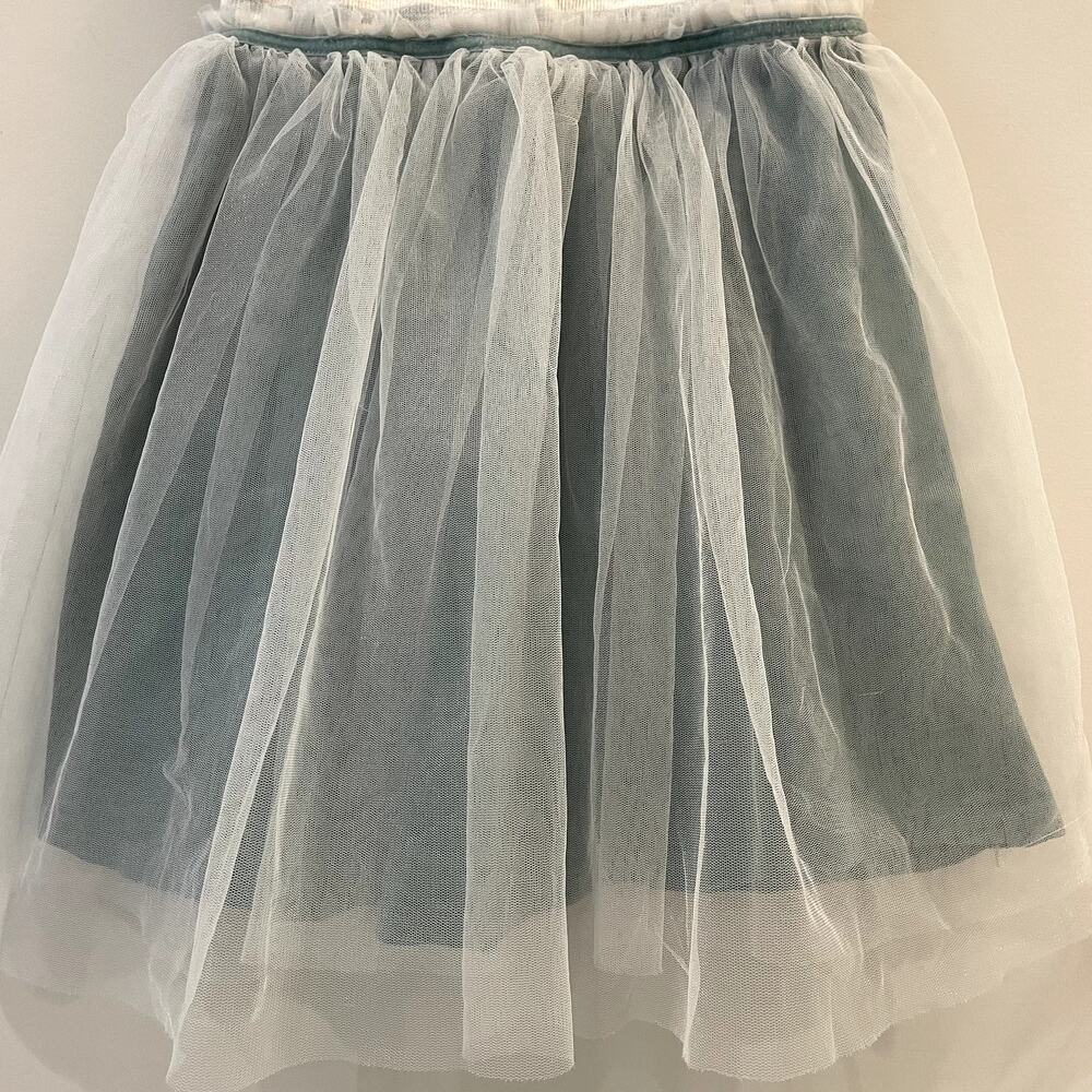 Mini Boden Jersey Tulle Mix Dress Party Twirl Trip Tropical Rain Green 4-5 Years - Picture 6 of 14